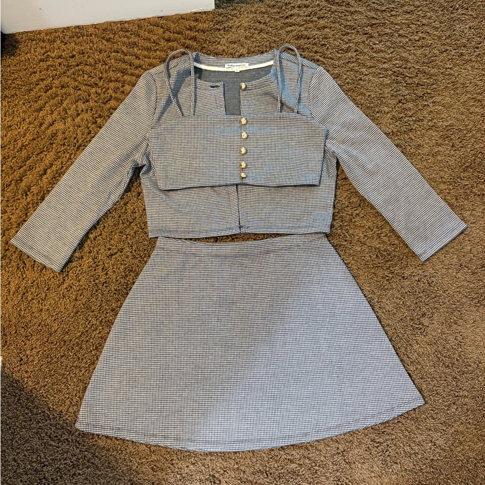 Reformation Gray A-Line Dress with Square Neck and Long Sleeves